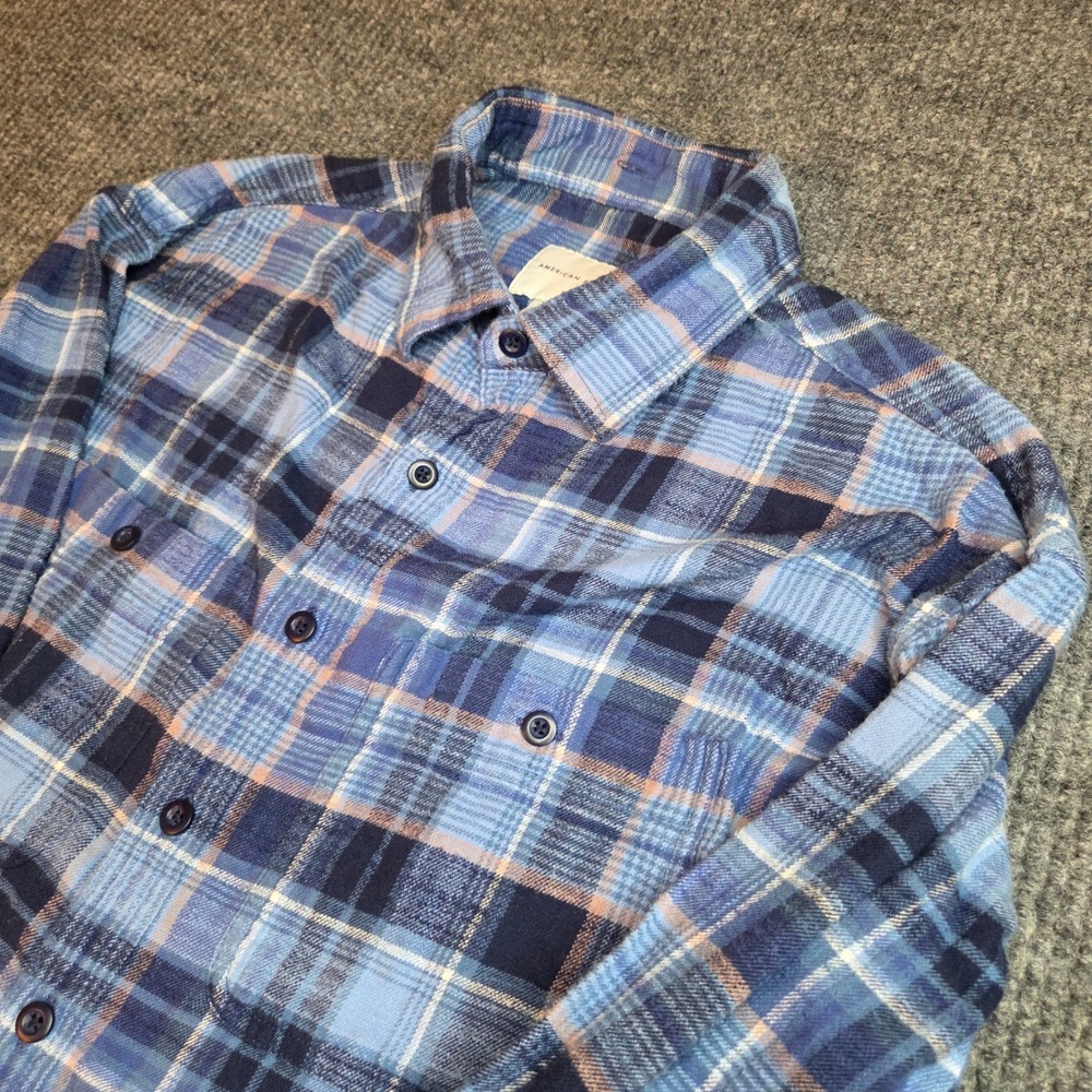 American Eagle Outfitters Plaid Flannel Shirt‎ Long Sleeve Blue Pink Mens Small